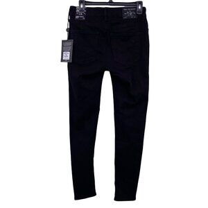 True Religion Jennie Curvy Mid Rise Skinny Distressed Black Jeans Women's Sz 28